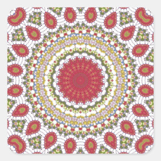 Red Jewels Mosaic Geometric Design Square Sticker