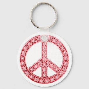 Red Jewels Peace Sign Keychain