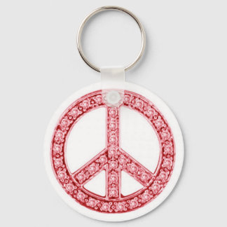 Red Jewels Peace Sign Keychain