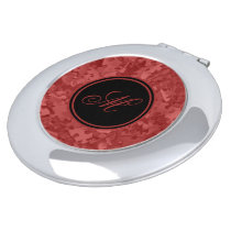 Red Jigsaw Puzzles Pattern Monogrammed Compact Mirror