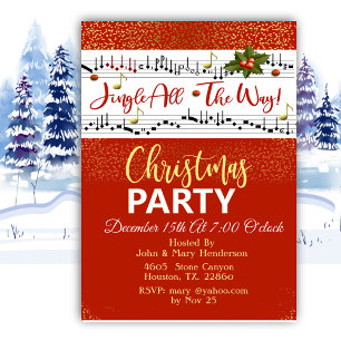 Red Jingle All The Way Christmas  Invitation