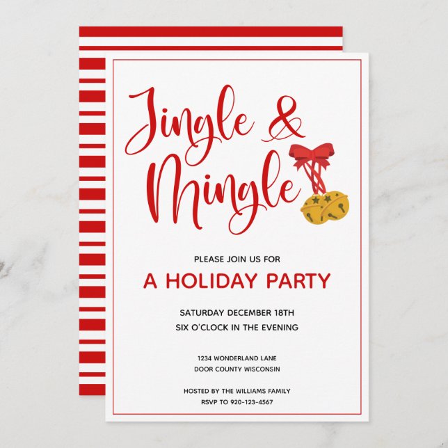 Red Jingle and Mingle Holiday Party Invitation (Front/Back)