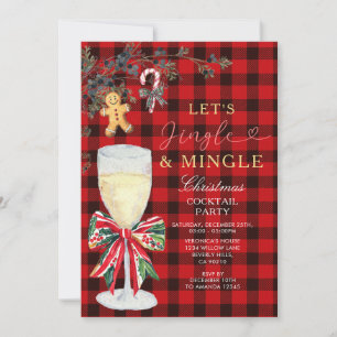 Red Jingle & Mingle Christmas Cocktail Party  Invitation