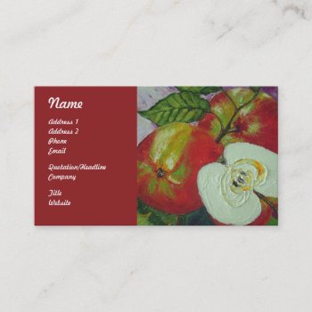 Red Johnagold Apples Fruit Business Cards by OriginalsbyParis at Zazzle