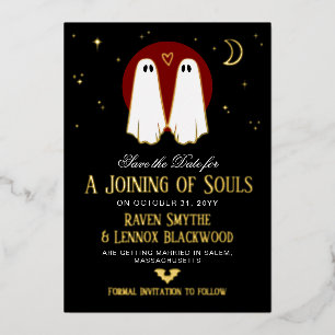 Red Joining of Souls Ghosts Save the Date Foil Invitation