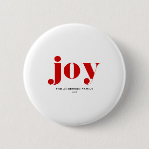 Red Joy Bold Tygraphy Modern Christmas  Button