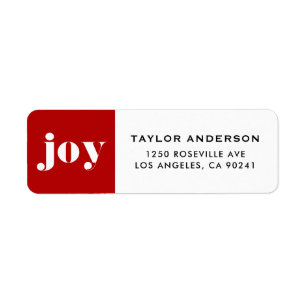 Red JOY Bold Typography Modern Christmas Label