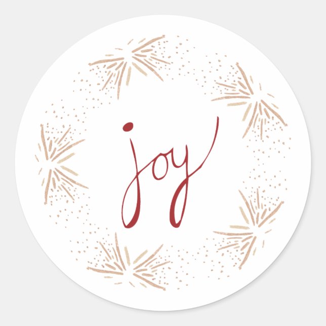 Red joy Christmas sticker with golden elements (Front)