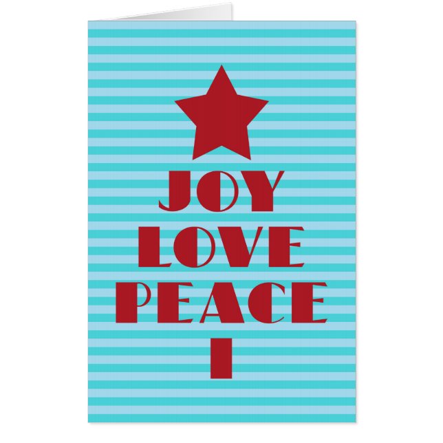 Red Joy, Love and Peace Christmas Card, Large Card (Front)