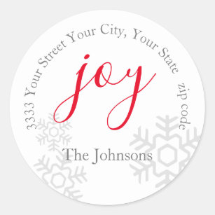 Red Joy Snow Holiday Return Address Envelope Seal