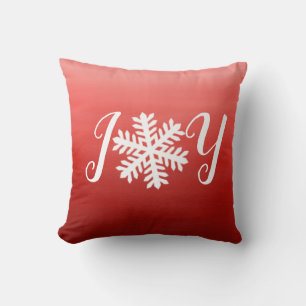 Red Joy Snowflake Throw Pillow