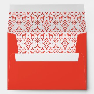 Red Joy Swedish Dala Horse Holiday Envelope