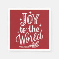 Red Joy to the World Lettering Christmas