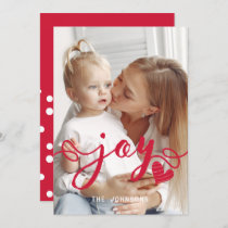 Red Joy Typography Custom Photo Holiday Card