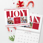 Red Joy Typography Family Photo Collage Christmas Calendar<br><div class="desc">A bold design to start the year! Our modern custom calendar features a fun vibrant color block design in red with space for your own photos and family name. Simply click on "Personalize this template" to start customizing this unique product! Spread holiday joy to your loved ones with this special...</div>