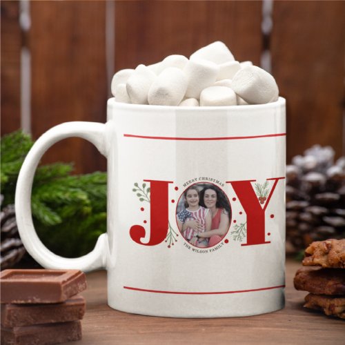 Red Joy with berries Christmas photo Coffee Mug
