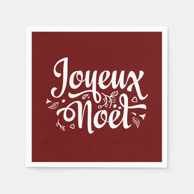 Red Joyeux Noel  Napkins (Front)