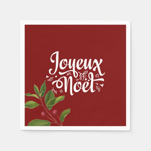 Red Joyeux Noel  Napkins (Front)