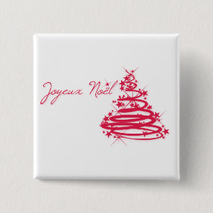 Red Joyeux Noël with Christmas Tree Button