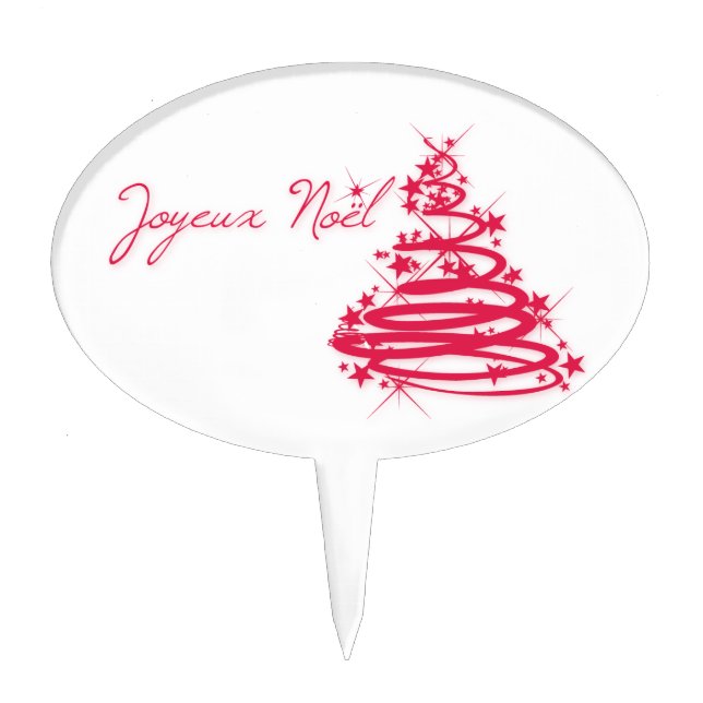 Red Joyeux Noël with Christmas Tree Cake Topper (Front)