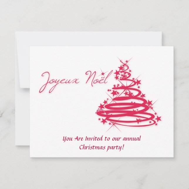 Red Joyeux Noël with Christmas Tree Invitation (Front)