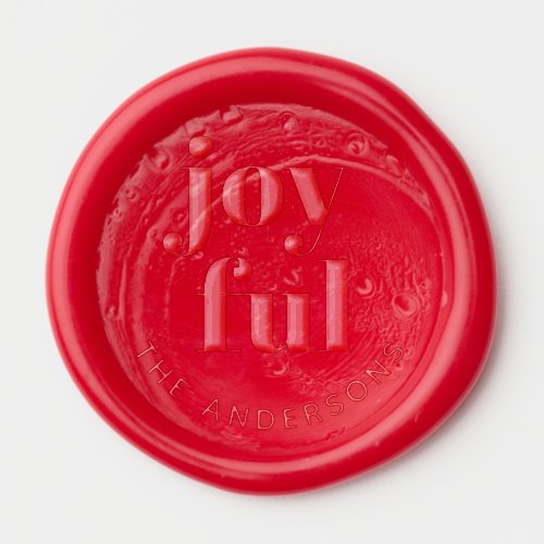 Red Joyful Monogram Christmas Wax Seal Sticker