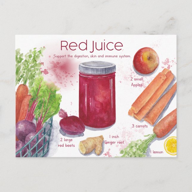 Red Juice Recipe Postcard (Front)