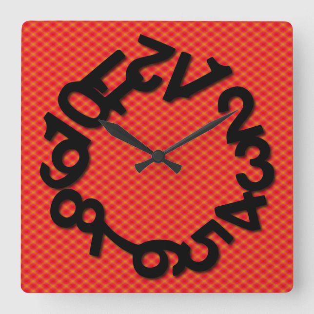 Red Jumble Square Wall Clock (Front)