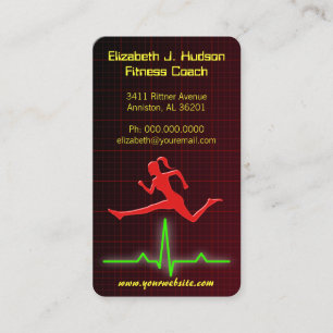 Red Jumping Woman Fitness Coach Personal Trainer Business Card