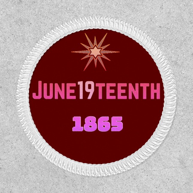 Red, June19teenth 3" Circle, Iron-On Patch (Front)