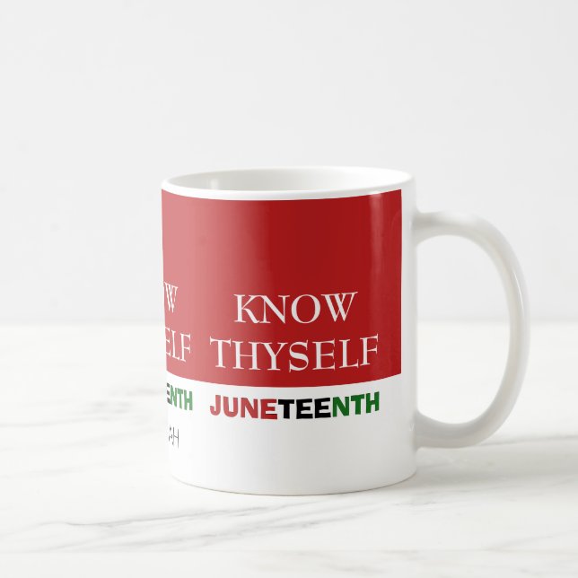 Red JUNETEENTH Personalized KNOW THYSELF Coffee Mug (Right)