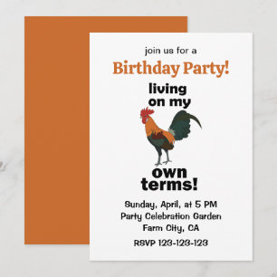 Red Junglefowl Living On My Own Terms Rooster Invitation