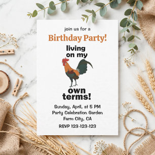Red Junglefowl Living On My Own Terms Rooster Invitation