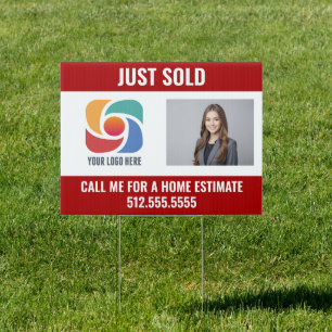 Red Just Sold Custom Real Estate Company Logo Yard Sign
