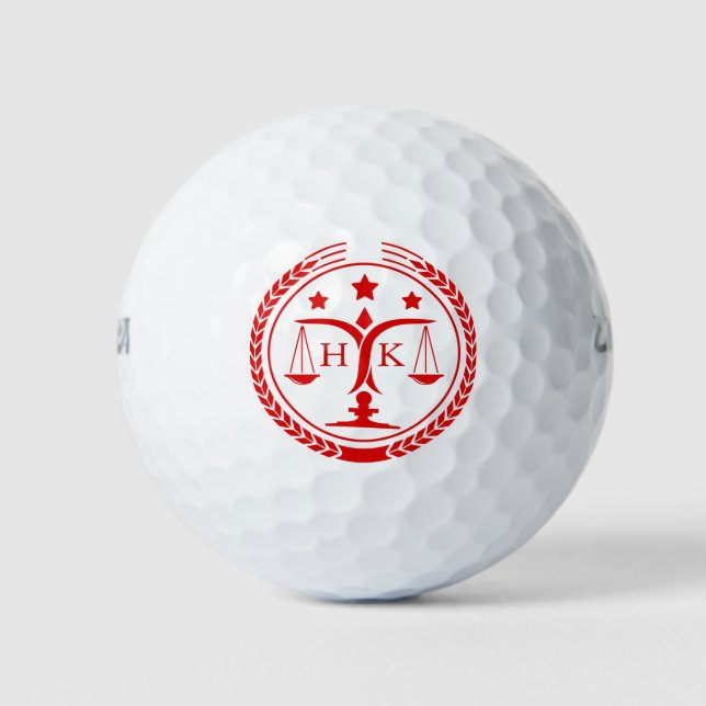 Red Justice Logo Monogram Golf Balls (Front)