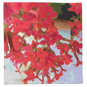 Red Kalanchoe Flowers Cloth Napkin