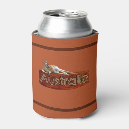 Red Kangaroo In Slouch Hat Can Cooler