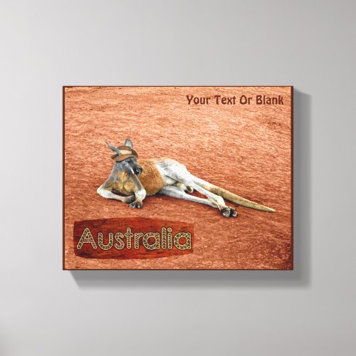 Red Kangaroo In Slouch Hat Canvas Print