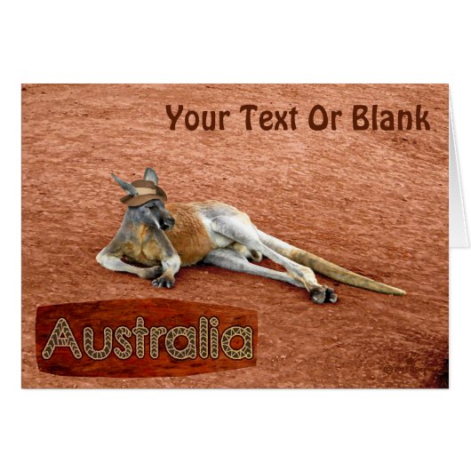 Red Kangaroo In Slouch Hat Cards (Front Horizontal)