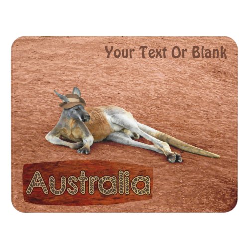 Red Kangaroo In Slouch Hat Door Sign