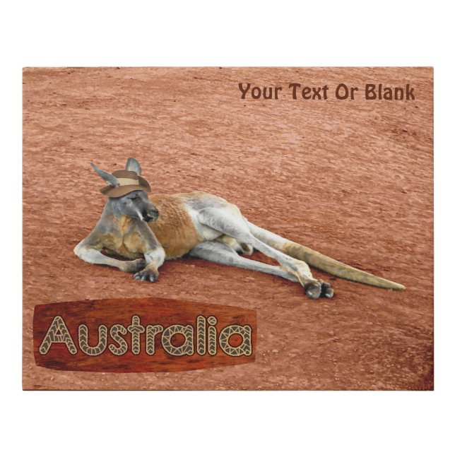 Red Kangaroo In Slouch Hat Faux Canvas Print (Front)