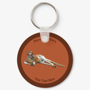 Red Kangaroo In Slouch Hat Keychain