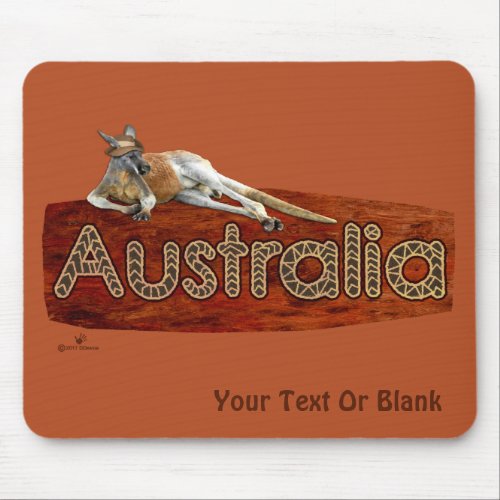 Red Kangaroo In Slouch Hat Mouse Pad