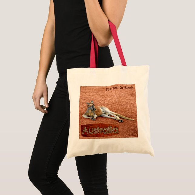 Red Kangaroo In Slouch Hat Tote Bag (Front (Product))