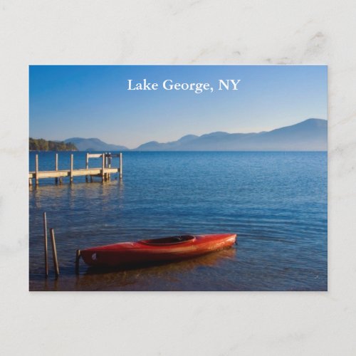 Red Kayak on Lake George NY Postcard