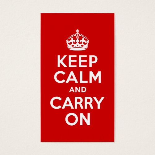 Red Keep Calm and Carry On Business Cards