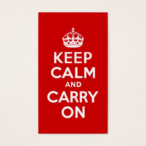 Customizable Red Keep Calm and Carry On Business Cards