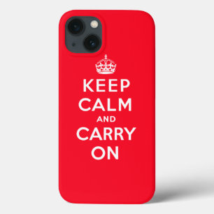 Red Keep Calm and Carry On   Classy Vintage Design iPhone 13 Case