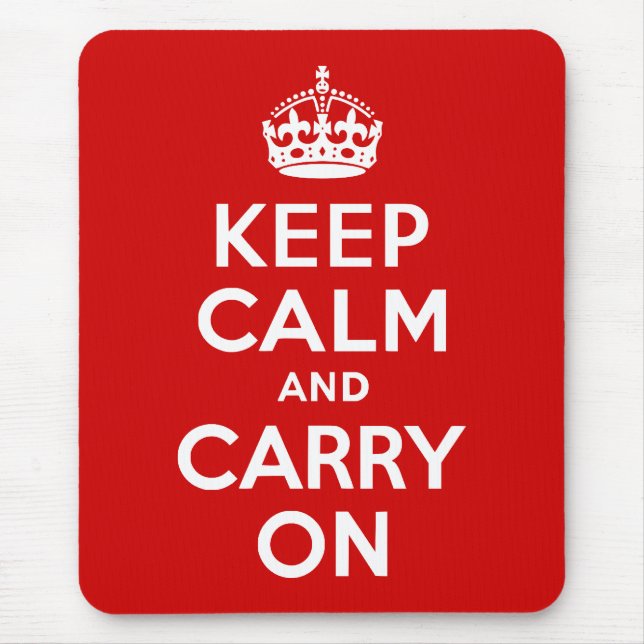 Red Keep Calm and Carry On Mouse Pad (Front)