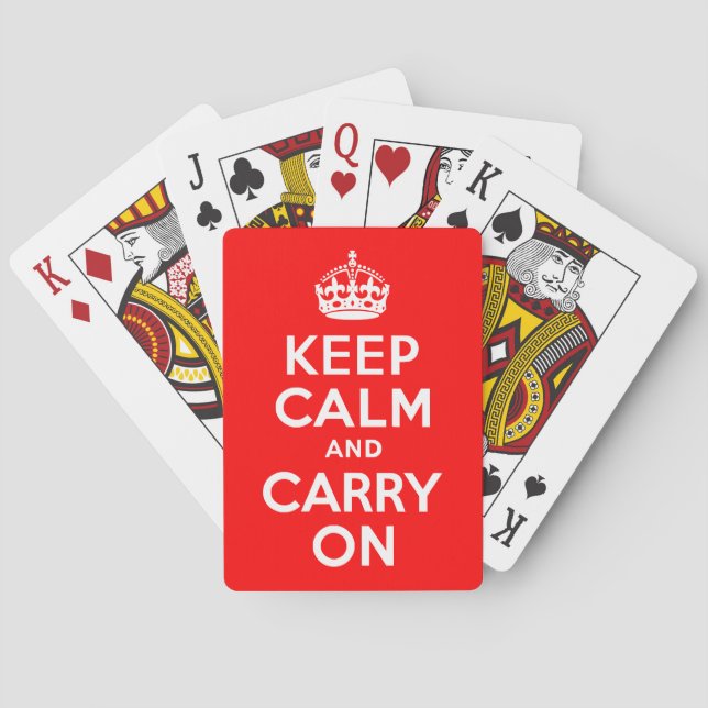 Red Keep Calm and Carry On Poker Cards (Back)